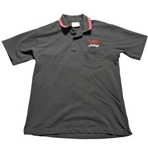 VTG 90s Firestone Racing Single Stitch Polo Shirt Black Crystal Springs Medium